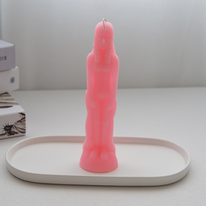 Paraffin wax pink woman candle