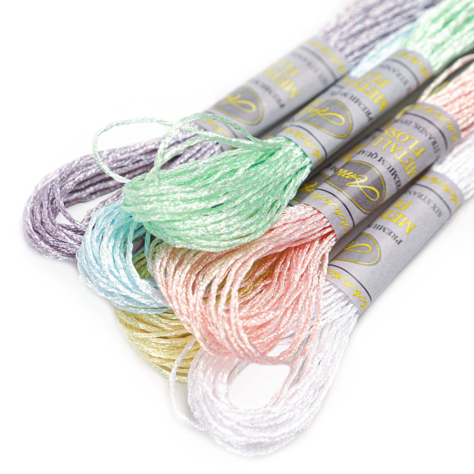 6 Pack 8 m gold and silver cross stitch thread bright metal embroidery thread Metallic Embroidery Floss