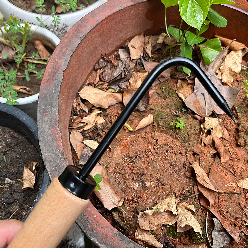 Wooden handle single claw root hook soil loosening tool root hook gardening bonsai conservation tools soil loosening pot gardening tools