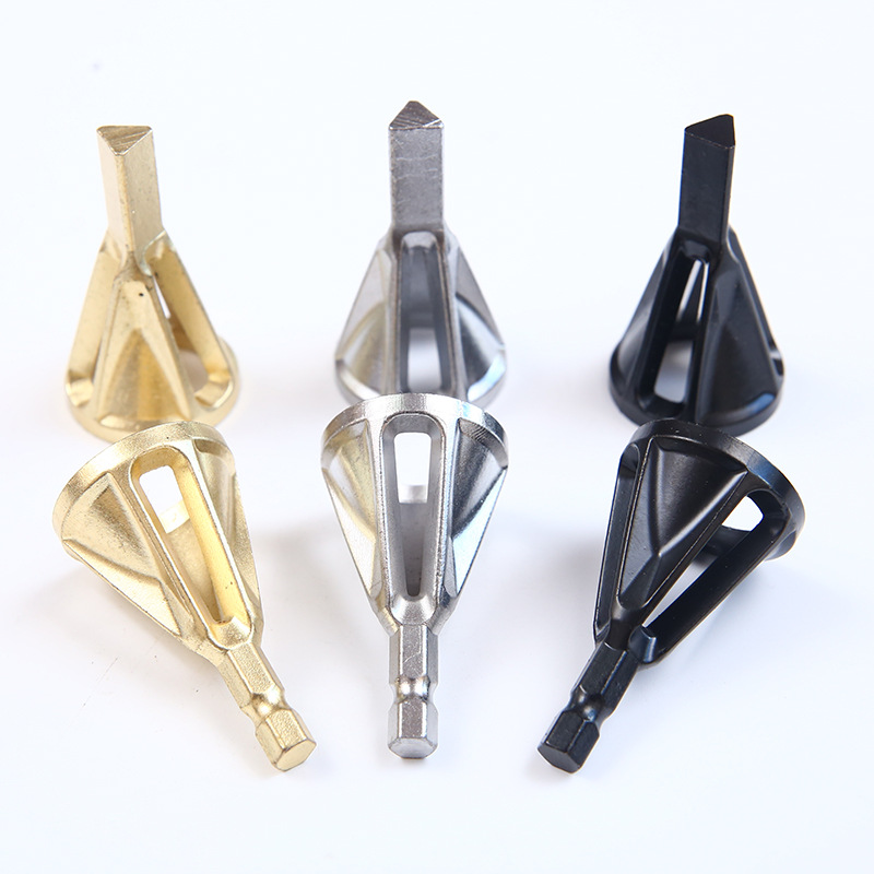 New external Chamfering device three-blade electric drill grinding angle trimming except Thorn outer round Chamfering knife three-hexagonal handle electric drill tool