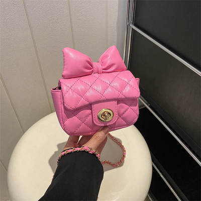 Textured small bag 2023 new fashion Western style chain messenger bag spring and summer niche bow mini lipstick bag