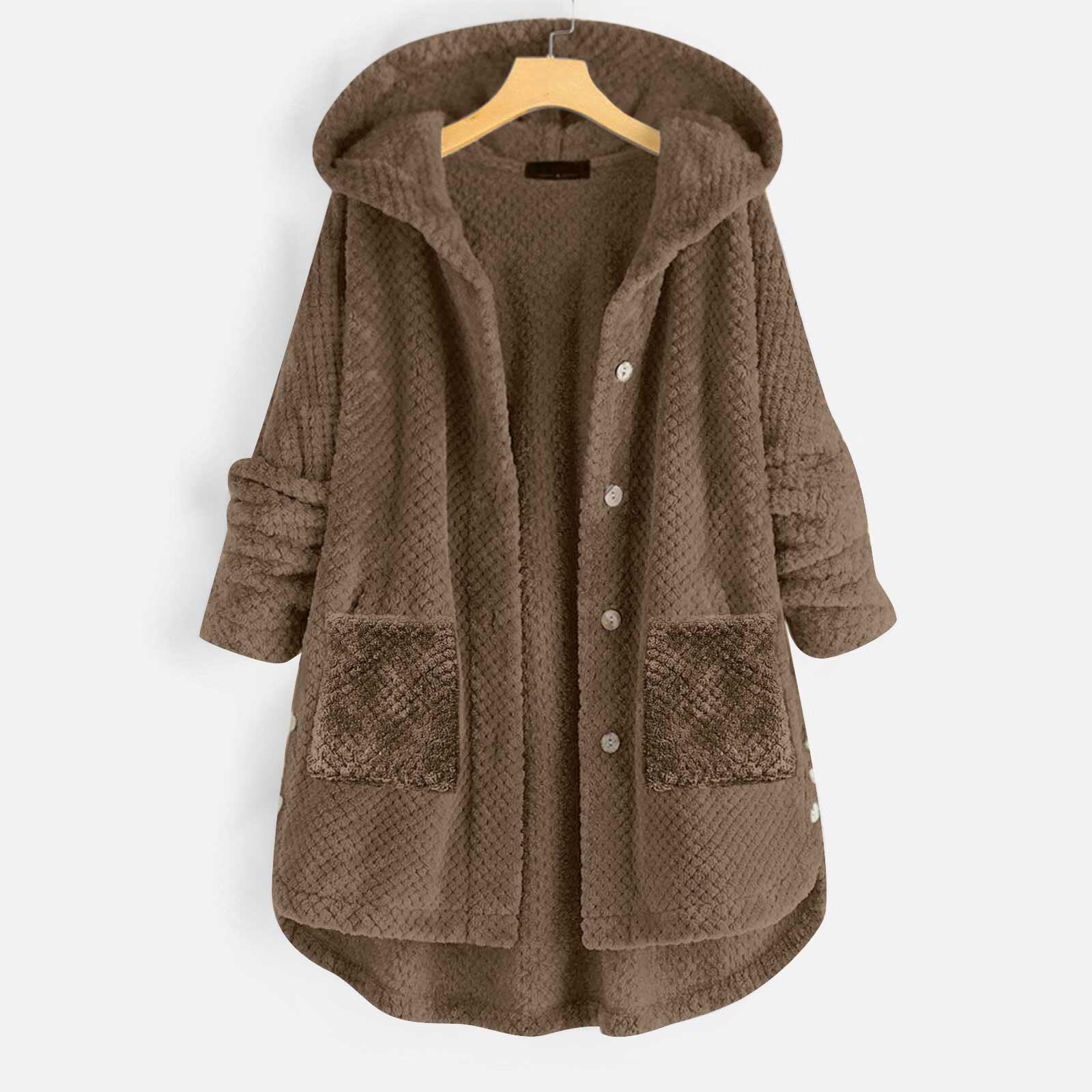 Cross-border Amazon plus size women's winter hooded double-sided fleece sweater fashion woolen mid-length European and American coat for women