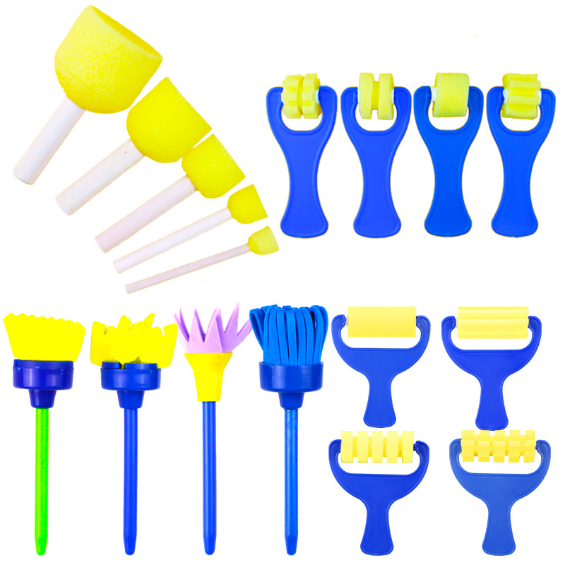 Children's Painting diy sponge rubbing brush early childhood education graffiti seal round mushroom head roller brush