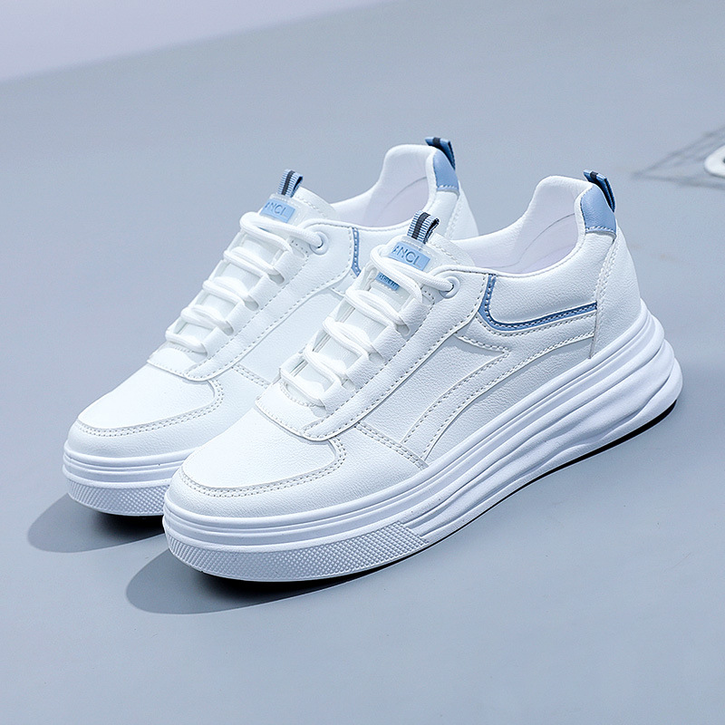 W1763 Height Increasing White Shoes Women's Autumn 2022 New Women's Shoes Sneakers Thick Bottom Mesh Breathable All-match Thin Shoes