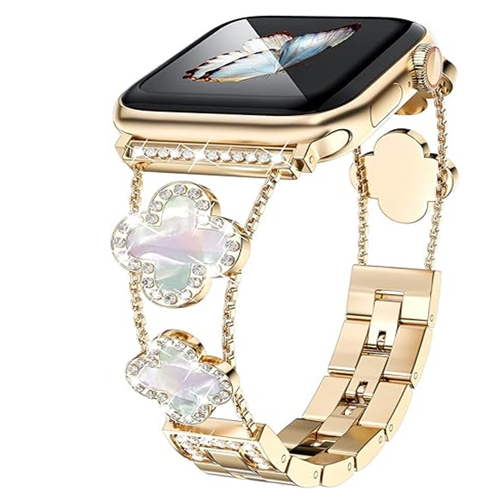 For apple watch apple watch SE1-8 Generation Fashion Diamond Clover Metal Strap