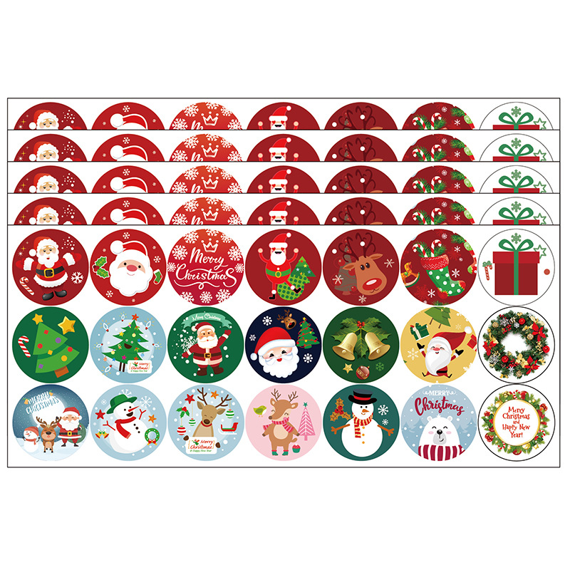 Christmas Stickers High Quality Coated Paper Adhesive Candy Gift Bag Gift Box Birthday Label Party Stickers