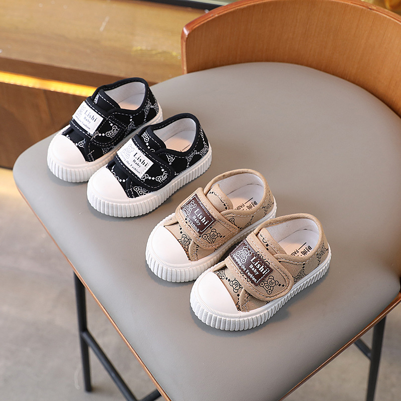 Children's canvas shoes spring and autumn boys' cloth shoes baby boys' shoes soft bottom toddler shoes girls' sports shoes breathable