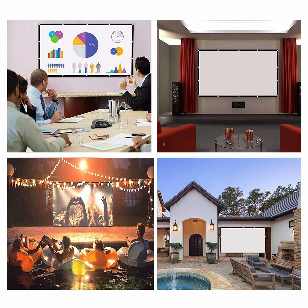 Simple portable projector polyester soft screen 60 70 84 100 inch outdoor HD movie projector screen