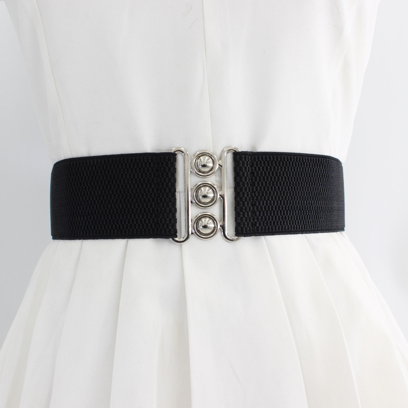 Women's Elastic Buckle Belt dress All-match Decorative Waist Seal Elastic Waist Wide Belt 5CM Three Sizes