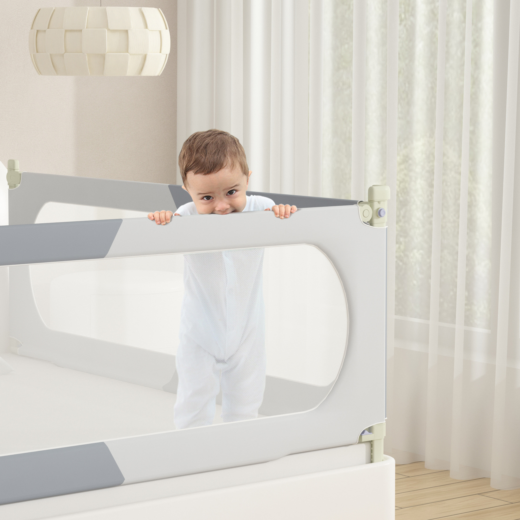 Bed fence fence baby children baffle seamless adjustable heightening detachable punch-free lifting bed border drop fence