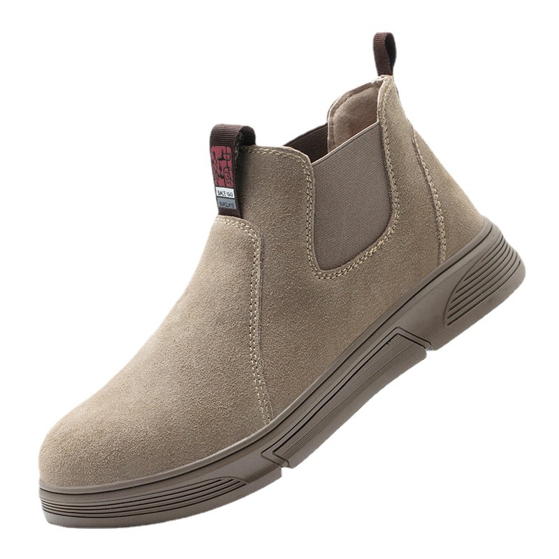Labor protection shoes Four Seasons men's steel toe cap anti-smashing anti-piercing cowhide breathable beef tendon soft bottom lightweight welder labor protection shoes