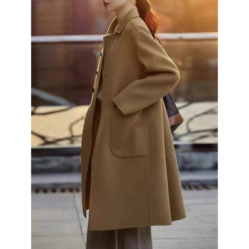 2023 autumn and winter New woolen coat for women plus size loose slimming mid-length small overcoat woolen coat_voghion.com