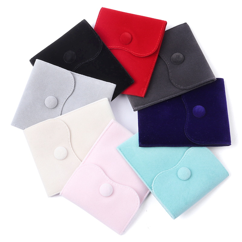 New flannel snap bag gift bag flap bag solid color simple jewelry gift bag jewelry packaging bag wholesale