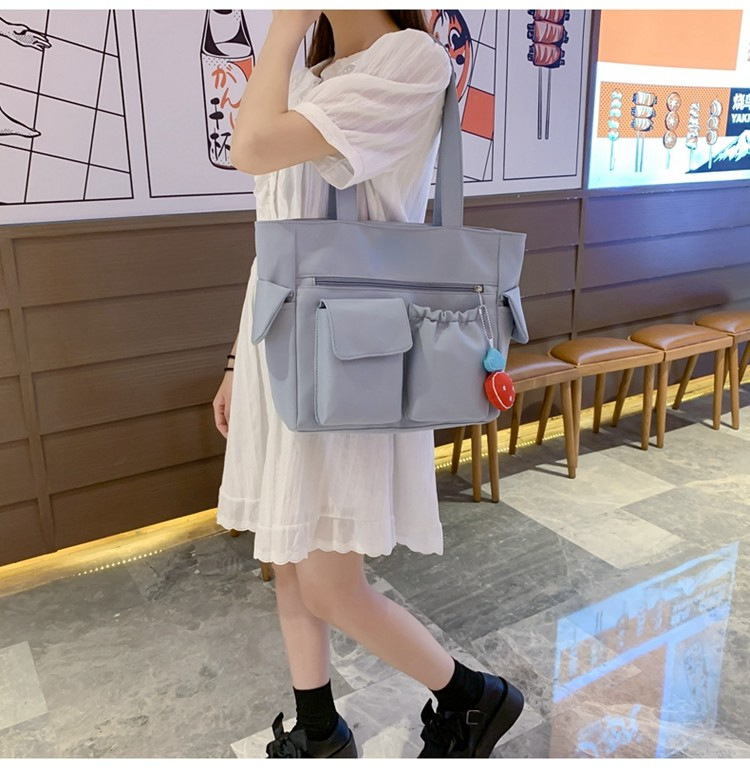 Student Tutorial Tasche Großhandel Canvas Tasche Damen Umhängetasche Japanische einfache große Kapazität Tragetasche Büchertasche Schultasche vielseitig_voghion.com