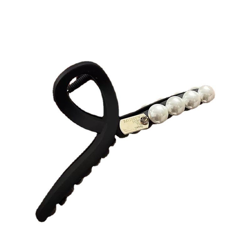 Vintage Pearl Korean-style Frosted Hair Clip Women's Head High-grade Sense Large Grab Clip Women's New Arrival Hair Shark Clip for Summer