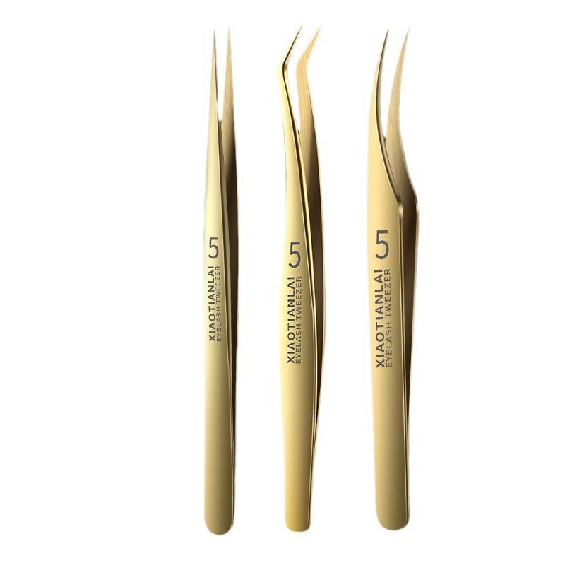 Foreign Trade Eyelash Tweezers Grafting Special False Eyelash Clip High Precision Gold Feather Clip Hair Split Special for Hair Split