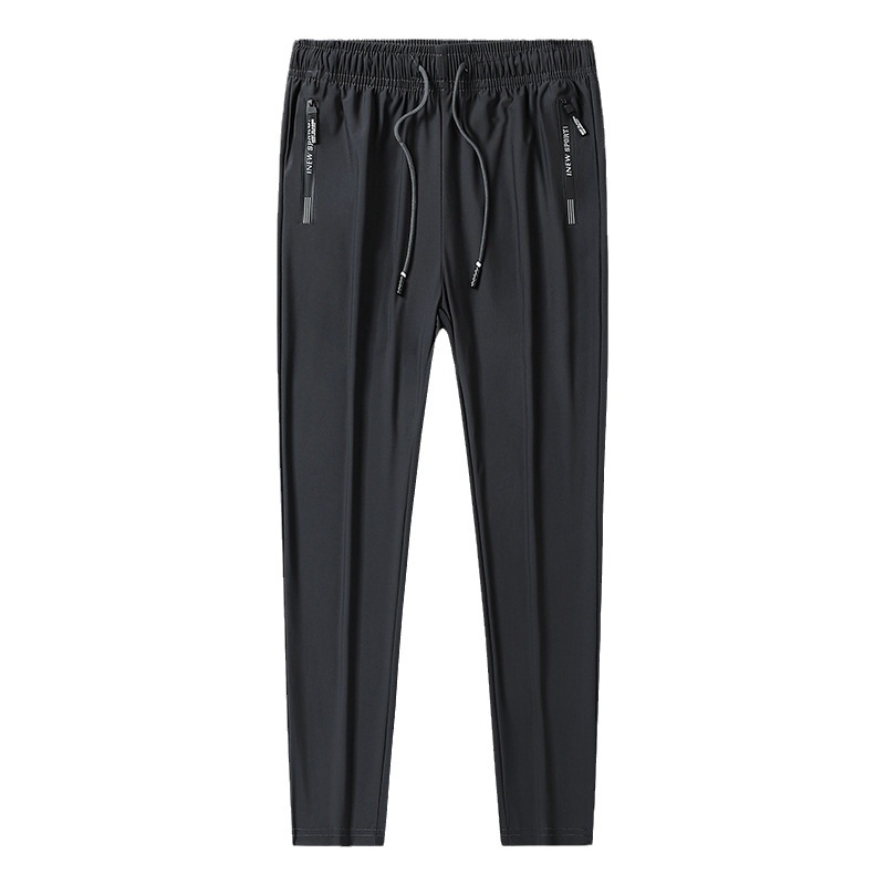 Men's Summer Ice Silk Trousers Large Size High Elastic Thin Quick-drying Casual Sports Pants Loose Leg Breathable Air Conditioning Pants
