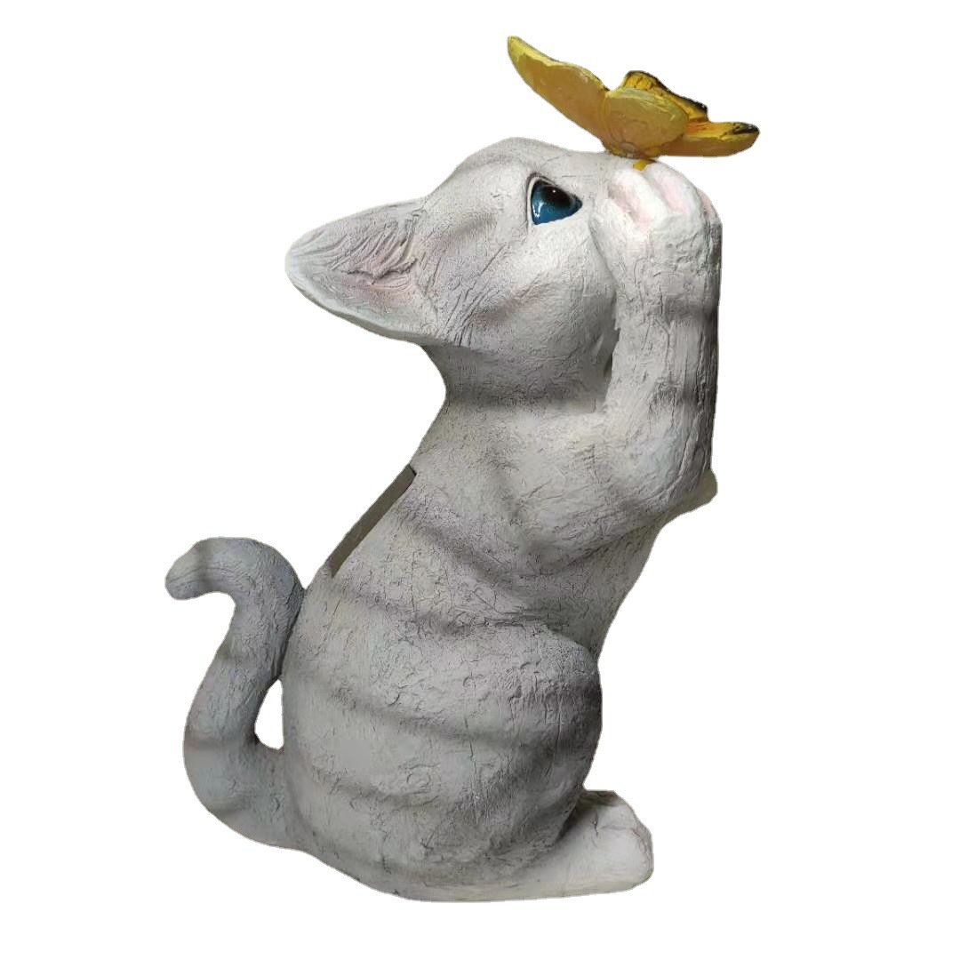 Cute cat solar lamp yard decoration ornaments outdoor simulation Quanzhou resin crafts cross-border new products