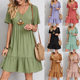 2025 Summer Cross-border Trade European and American Women's Clothing Amazon Skirt Loose Casual Short-sleeved Waist Elegant dress