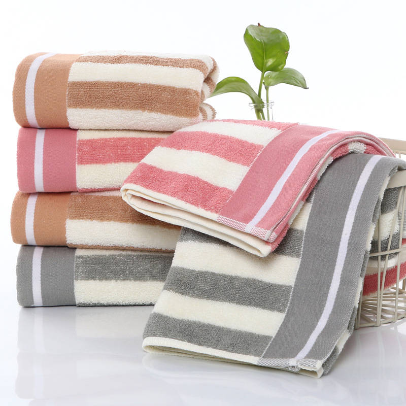 Cotton striped towel 32 strands cotton household thick face towel soft absorbent not easy to shed wool spot wholesale