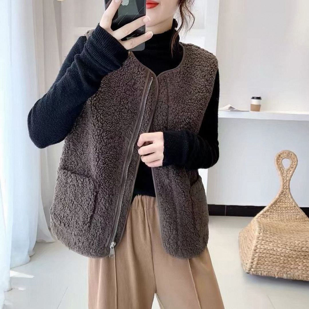 Particle Velvet Vest Spring New Particle Velvet Plush Velvet Vest Outer Wearing Vest Women's Fur One Warm