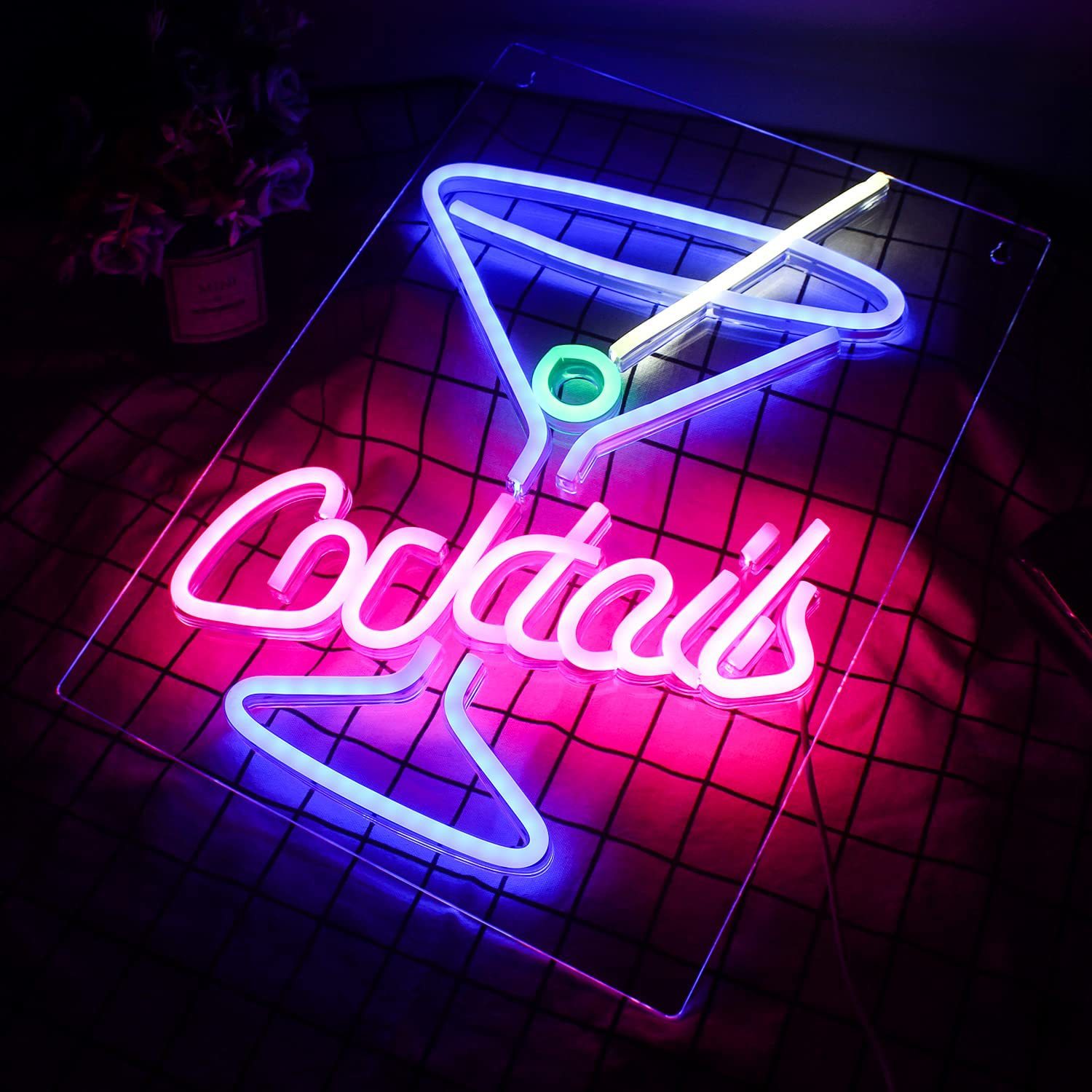 源頭廠家新款LED亞克力背板霓虹燈酒吧裝飾雞尾酒cocktails