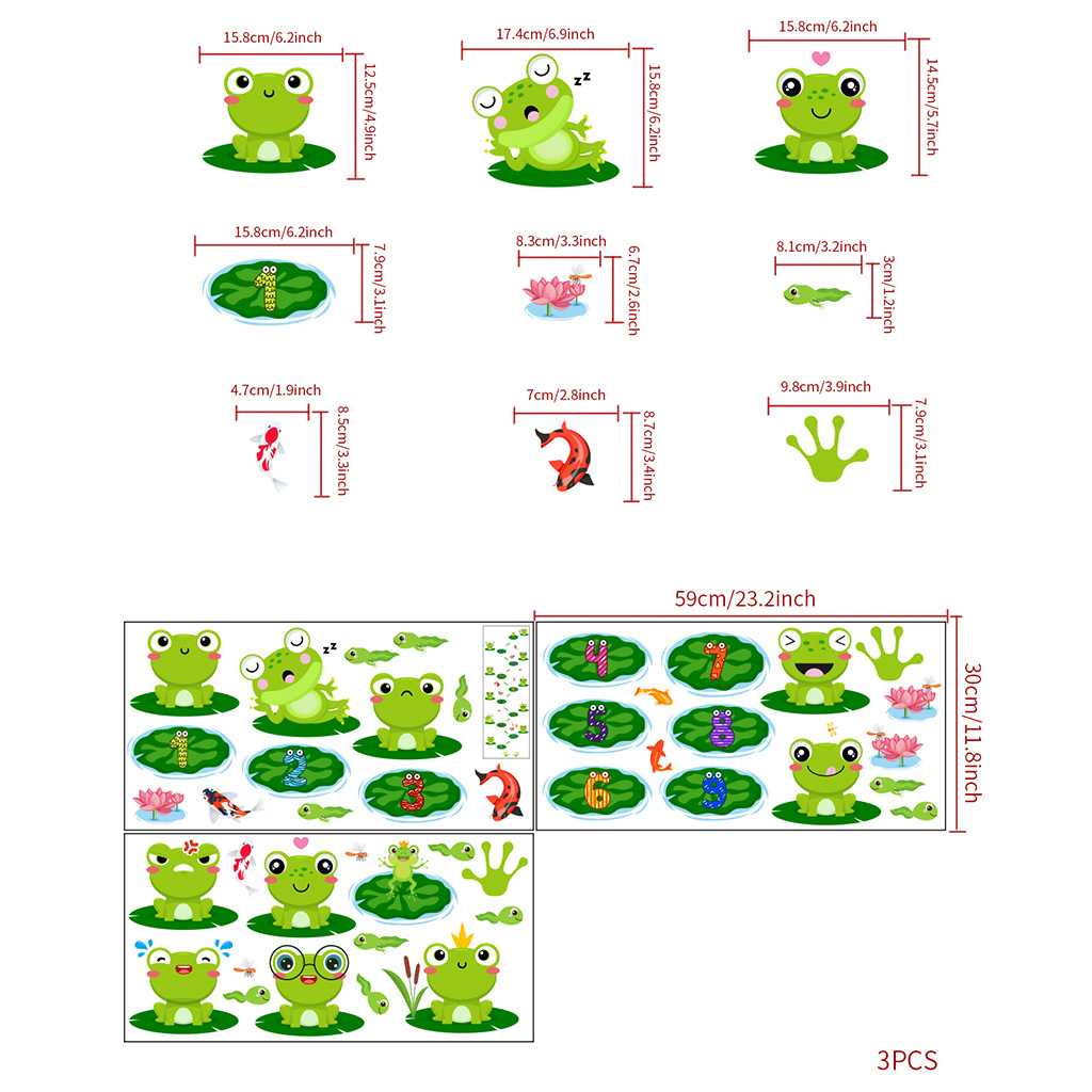 Children's Cartoon Hopscotch Lotus Leaf Frog Sticker AF5571 Cross-border Cute Long Jump Sticker Kindergarten Wall Sticker