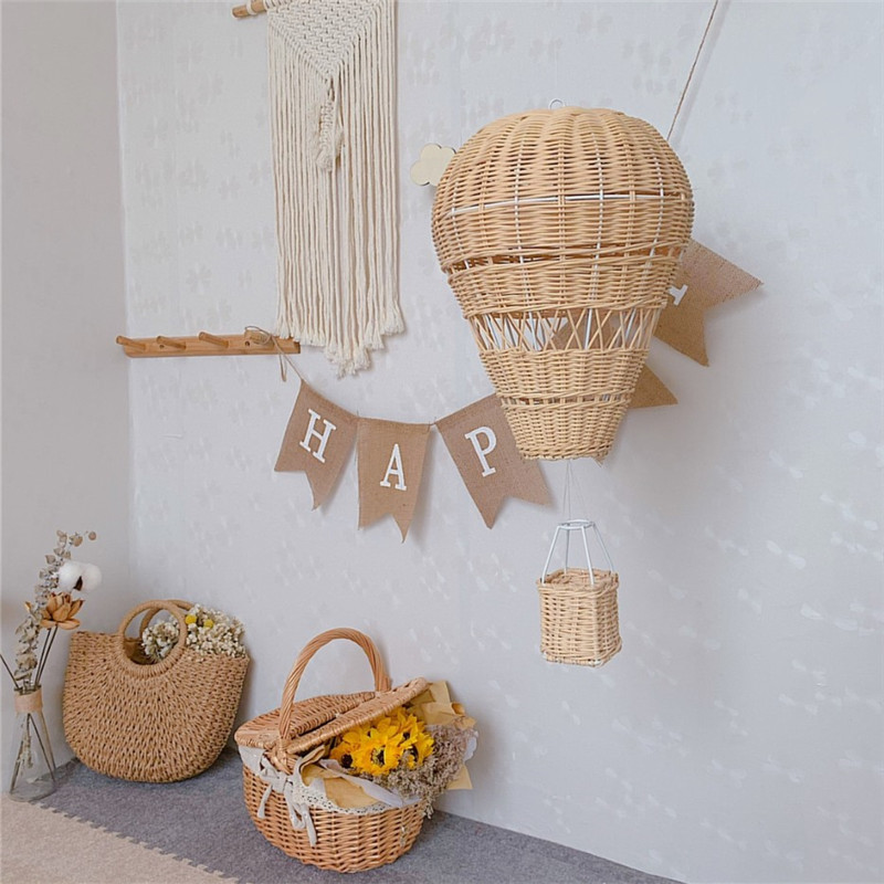 INS-style handmade Rattan woven hot air balloon children's room preschool place photography props photography agency household supplies