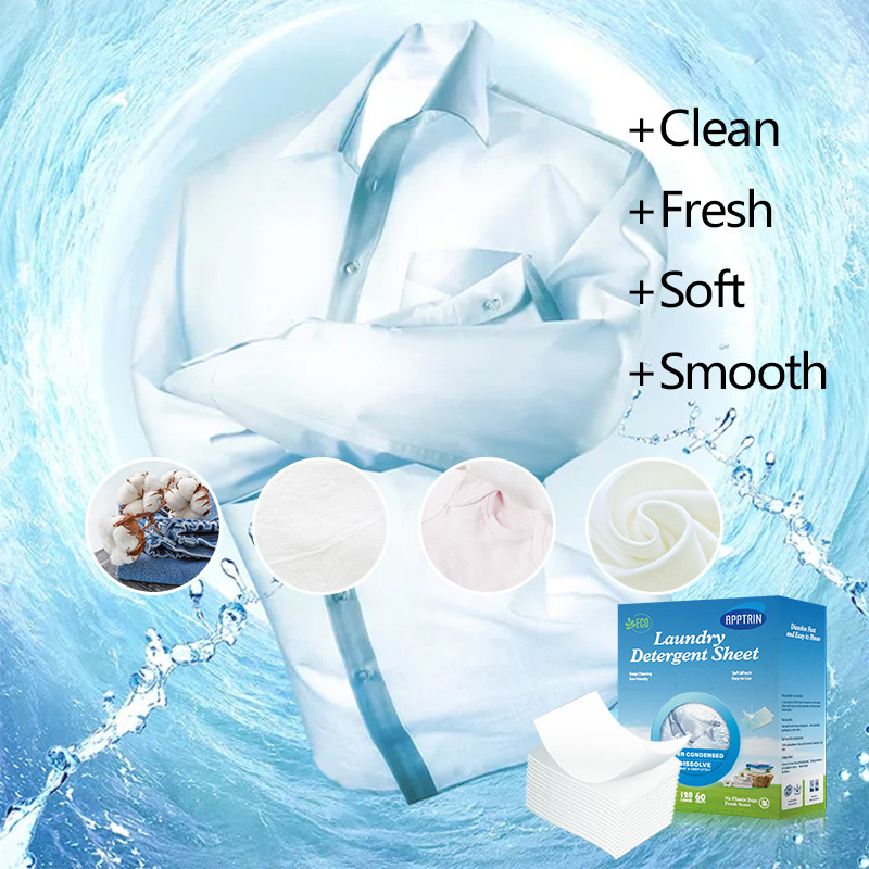 Cross-border Bubble Paper Laundry tablet 60 Pieces Laundry tablet Concentrated Deep Cleaning Color Care Fragrance Paper