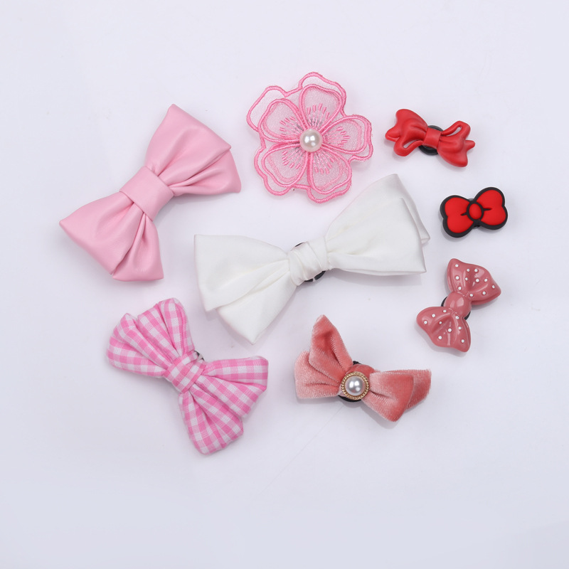 24 cross-border e-commerce hole shoes shoes flower bow shoes DIY accessories texture metal cute chain decorative buckle