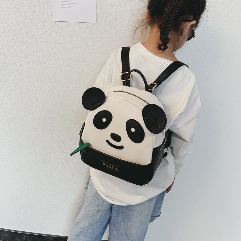 Panda Backpack 2023 New Kindergarten Schoolbag Cartoon Panda Bamboo Leaf Bag Childish Cute PU Fashion Backpack