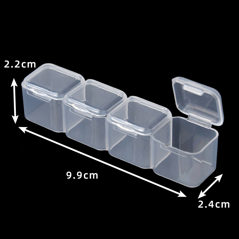 56 transparent PP nail piece box 28 small plastic box storage box with lid compartment parts box wholesale