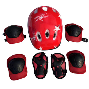 Children's Helmet Protector Pulley Skate Protector 7-piece Helmet Set for Boys and Girls Knee Protector Elbow Protector Wrist Protector