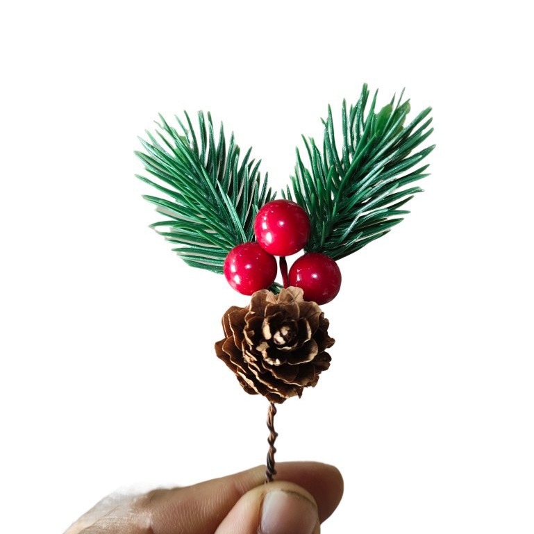 Christmas decoration simulation Christmas tree red pine cone pendant DIY packaging gift box decoration accessories Christmas pine needle