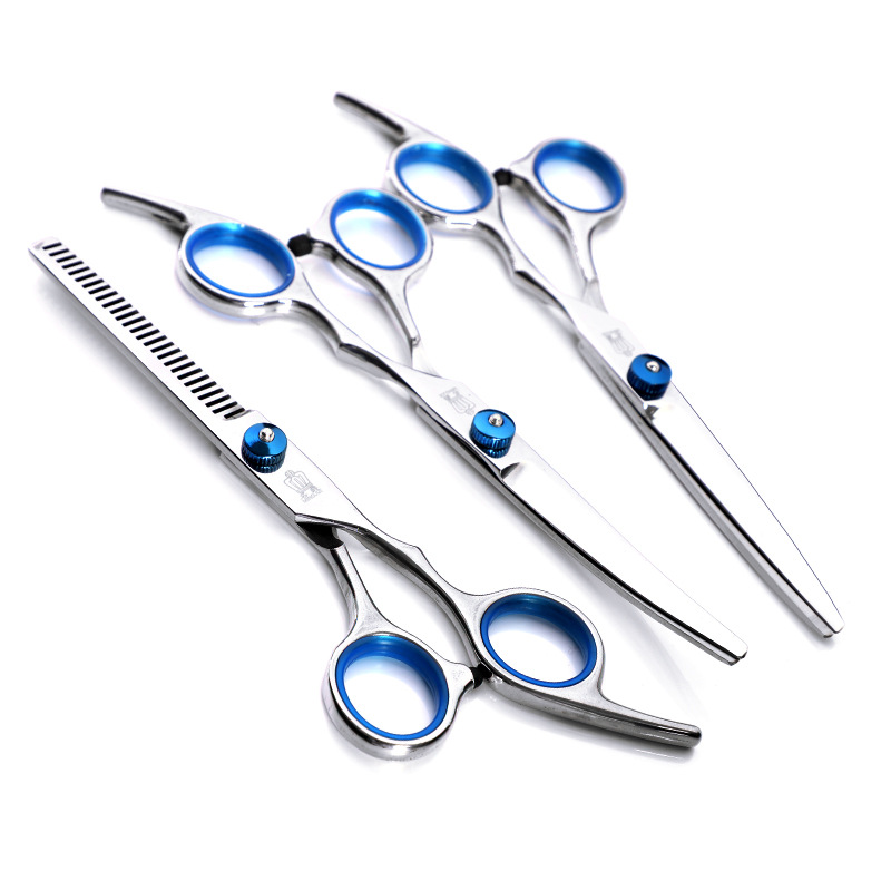 Spot wholesale 6 inch pet beauty Barber scissors up and down tilt scissors flat scissors tooth scissors thin hairdressing scissors 8-7 piece set
