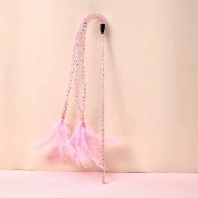 Source manufacturers wholesale fairy cat stick pet cat toy color feather cat bite resistant bell sound toy