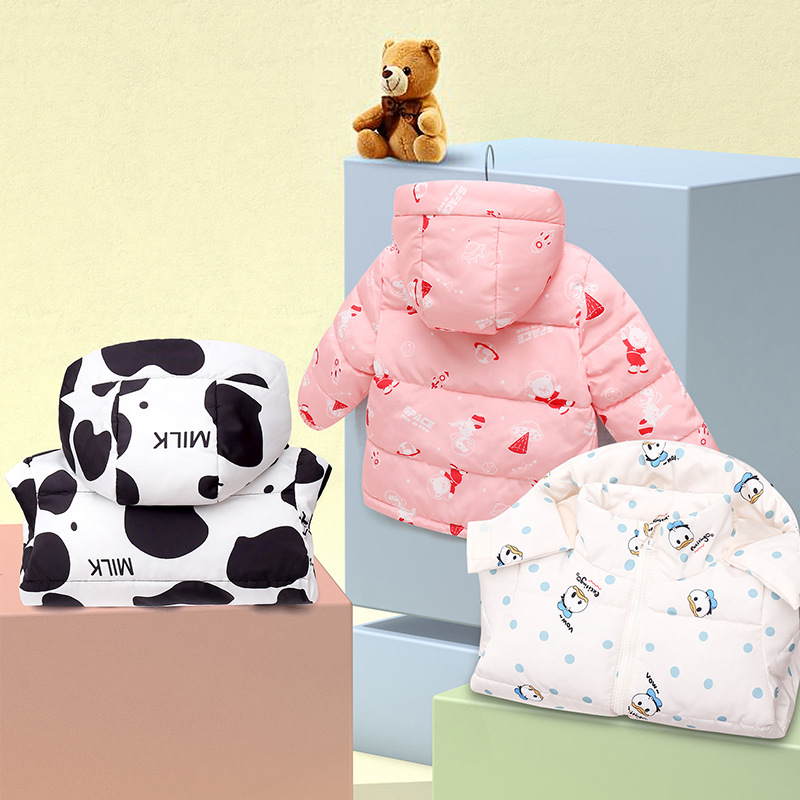 Children's Down Coat 2021 Autumn and Winter New Boys and Girls Baby Children's Cotton Coat Foreign Trade Fleece Warm Cotton Coat