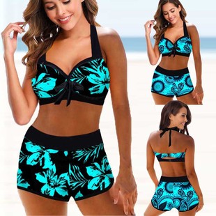 2022 European and American New bikini Swimwear Women's Split High Waist Printed bikini Swimwear Wholesale High Waist