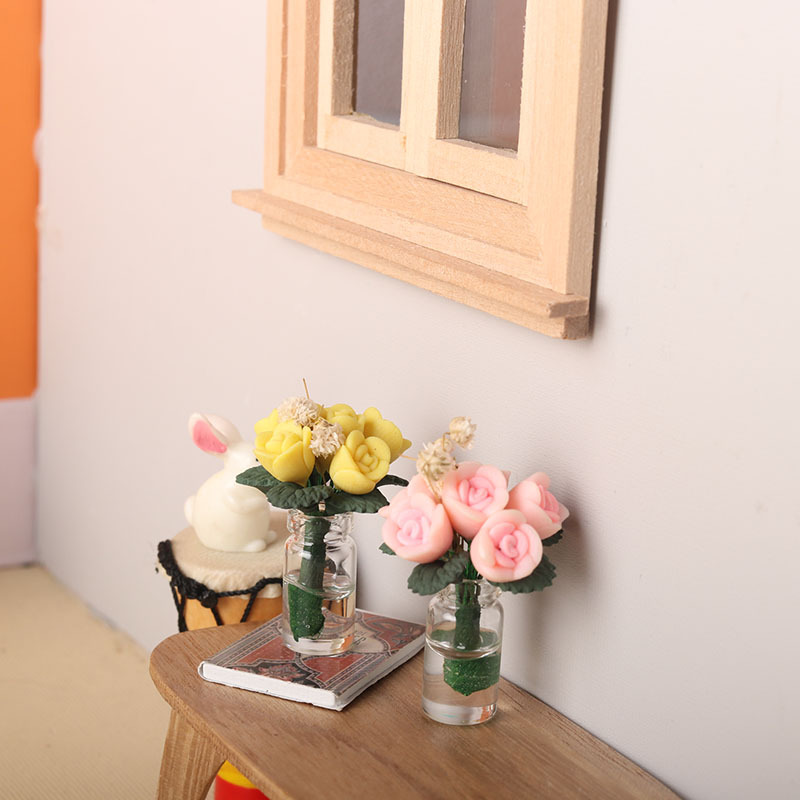 miniature food play rose potted flower arrangement 12 points model ob11 doll house dollhouse accessories diy scene