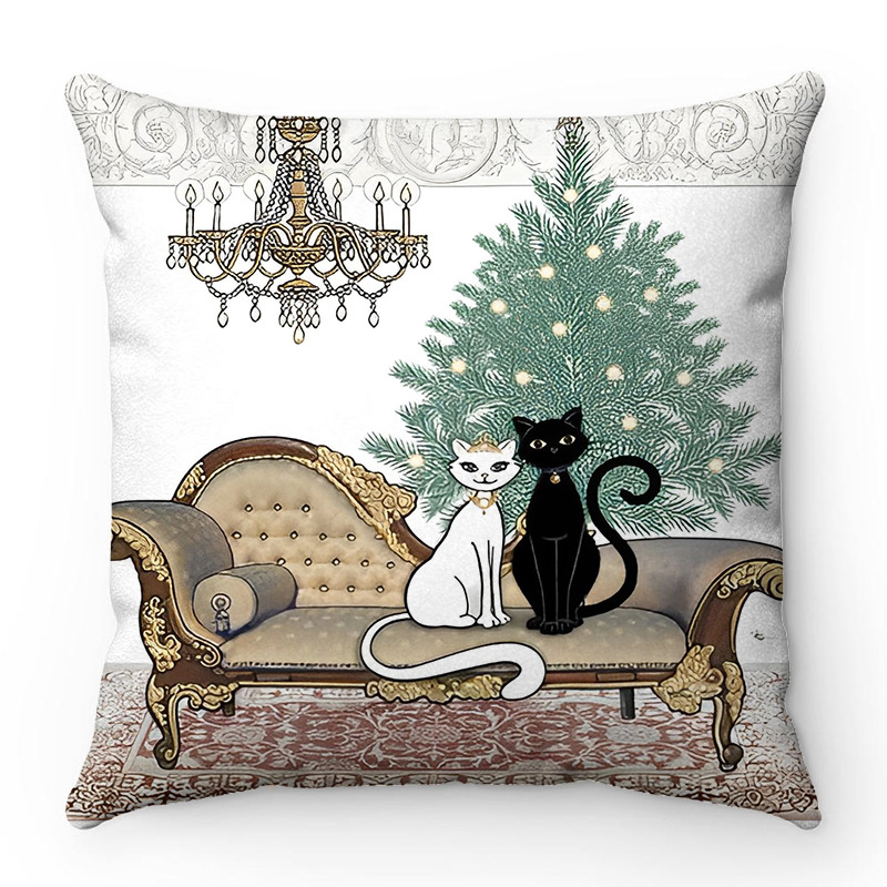 Cartoon Cat Pattern Series Super Soft Short Plush Material Pillowcase Home Sofa Decorative Pillowcase