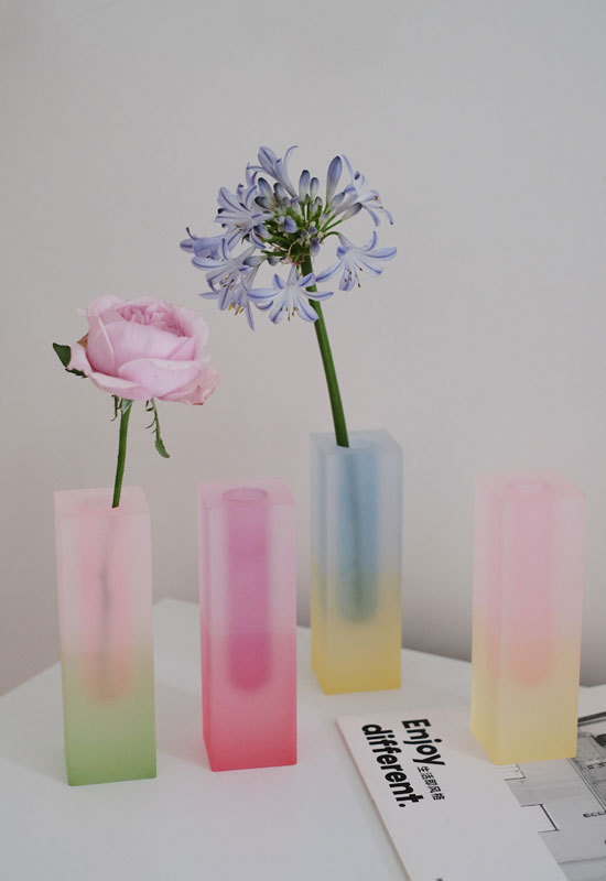Simple Nordic ins Acrylic Gradient Vase Square Column Glass Bubble Flower Flower Arrange Hydroponic