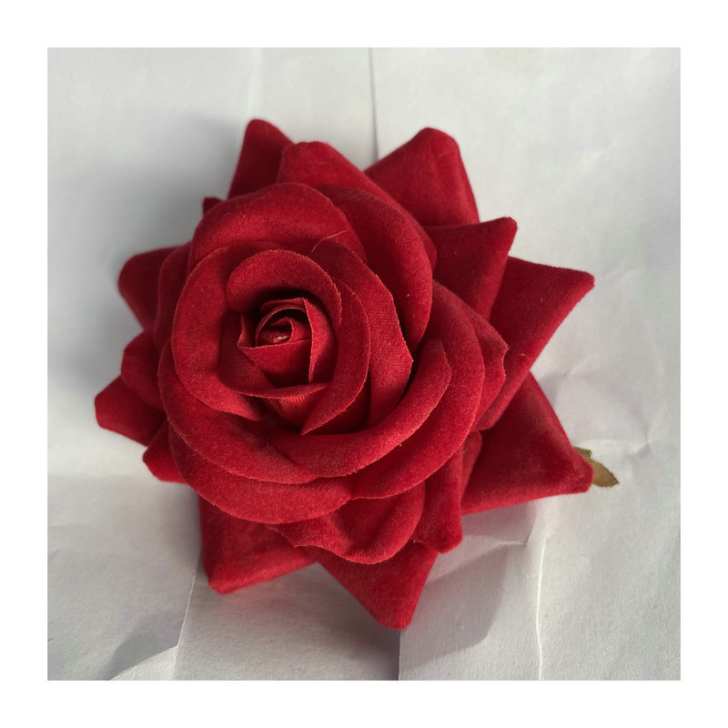 Flannel Corner Rose Flower Head Medium Artificial Flower Indoor Decoration Wedding Hall Decorative Flower Artificial Flower Shooting Props