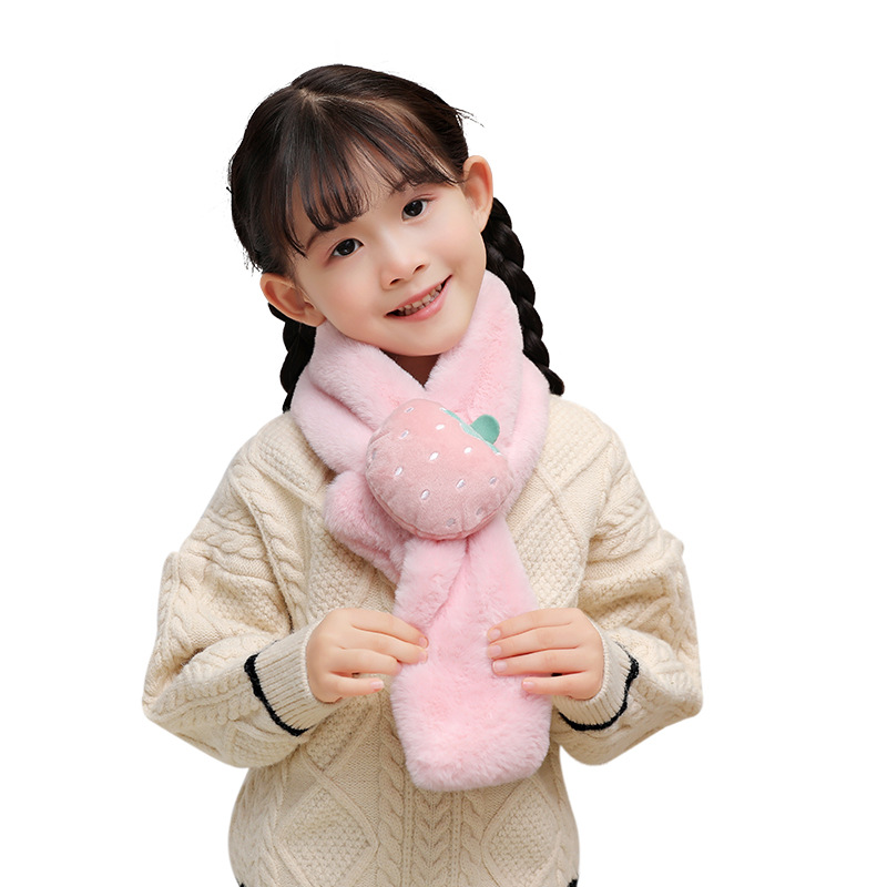 Autumn and winter baby boys and girls plush fruit scarf children imitation wrasse wool scarf winter warm boys and girls
