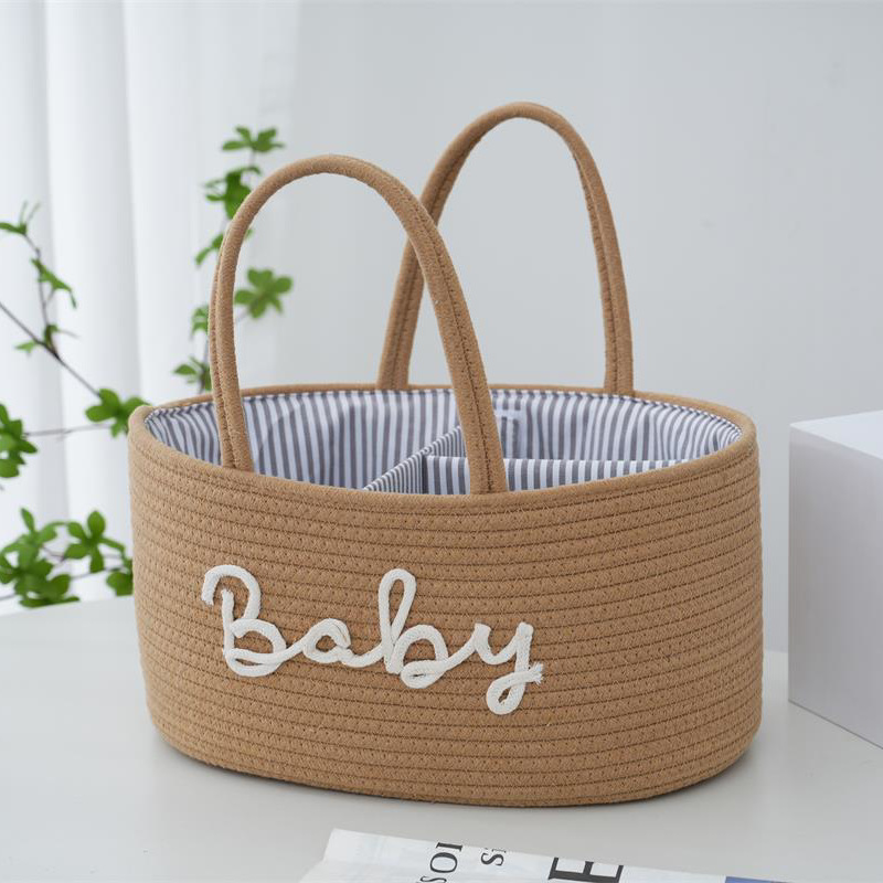 Customized Letter Style Removable Inner Cotton Rope Woven Storage Basket Dry and Wet Separation Diaper Basket Manufacturer Wholesale