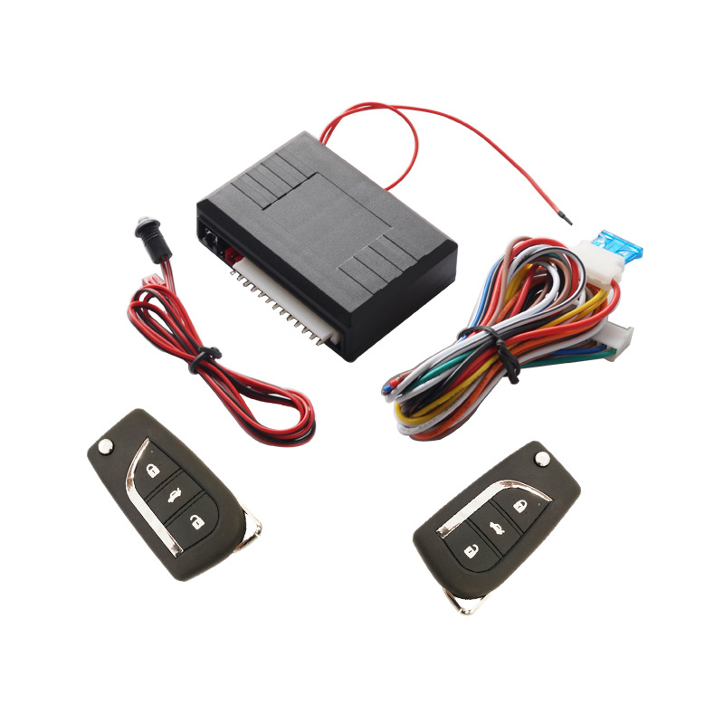 Cross-border English packaging 12V car remote control central lock keyless entry system with snap key to open the tail box