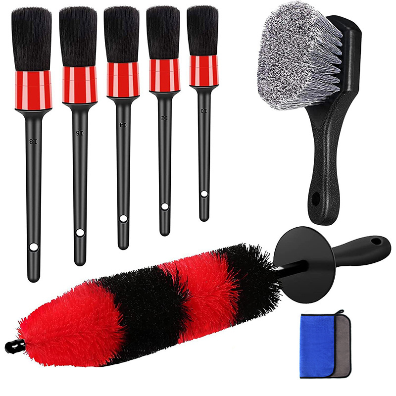 Factory direct sale car cleaning brush suit 8-piece towel gloves car wash cleaning details brush suit