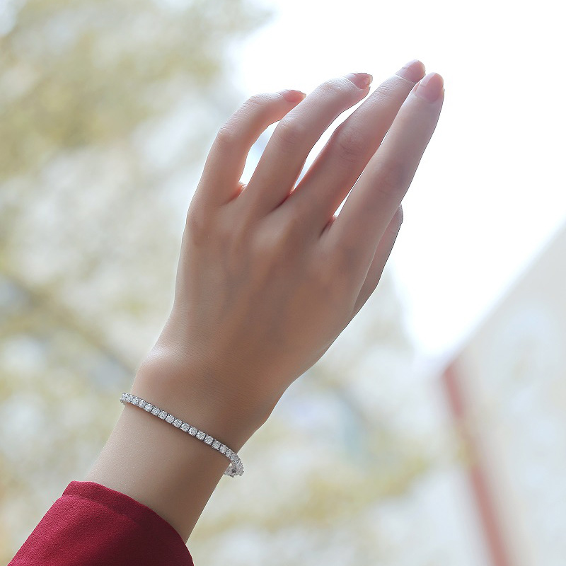S925銀莫桑石テニスブレスレット女性新男性女性銀金メッキクロスボーダー熱売ブレスレット現物