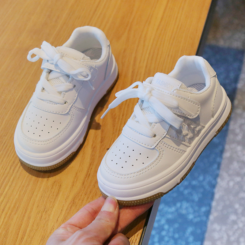 Children's White Shoes 2024 Spring and Autumn Girls' Sports Shoes Non-slip Light Boys' Casual Shoes Baby's Board Shoes with Soft Sole