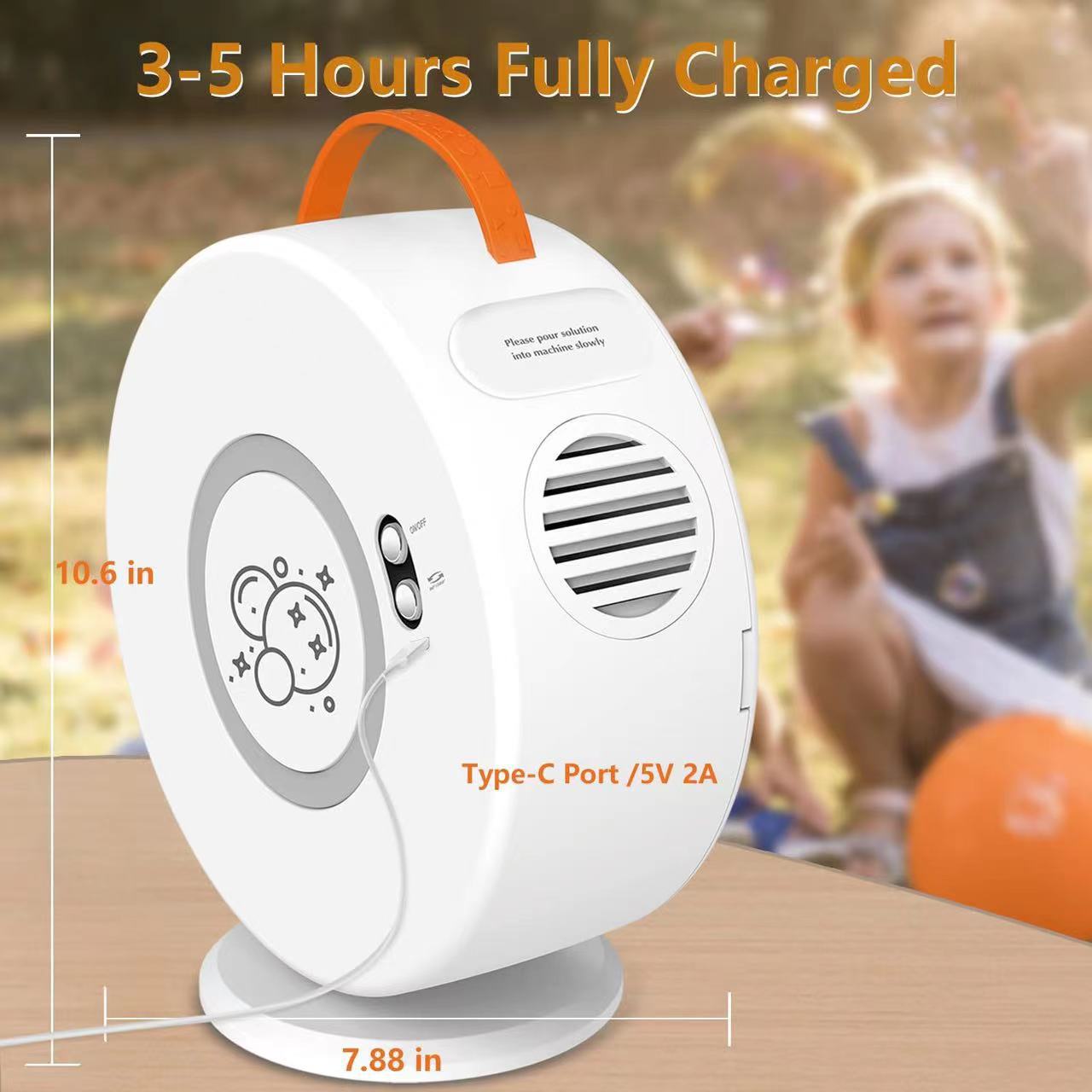 Amazon 2023 new round automatic bubble machine 360-degree rotating rechargeable toys wholesale