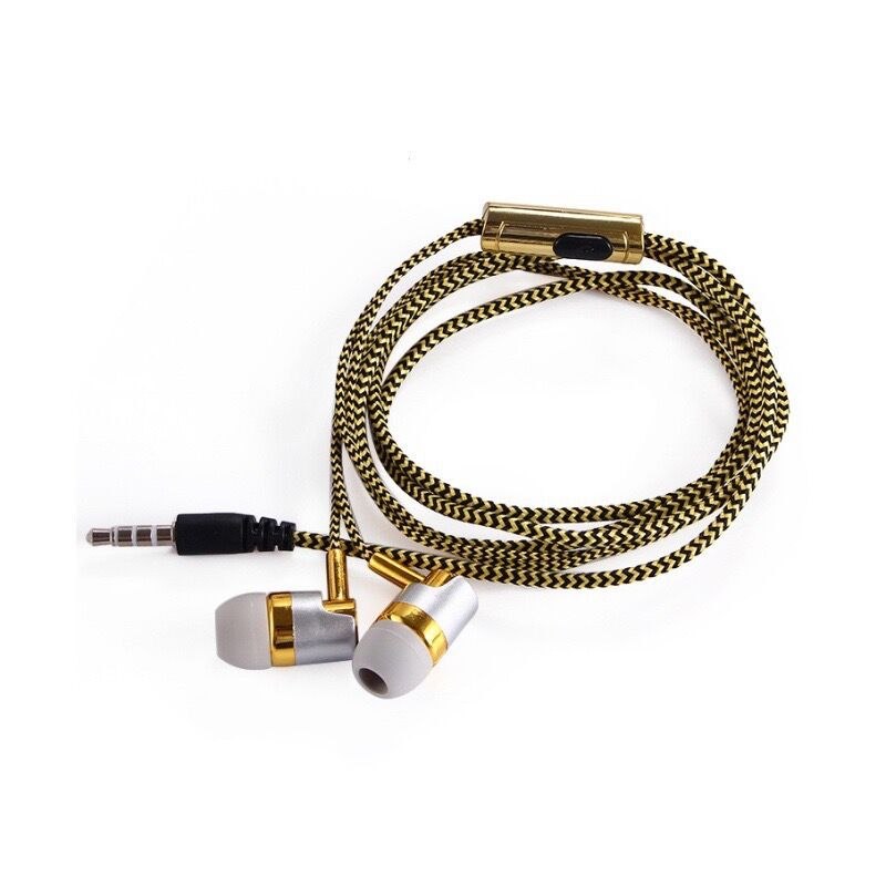 Foreign Trade New Wiring Headset Wire-controlled Heavy Subwoofer Headset with Earplugs In-ear Woven Rope Wired Headset